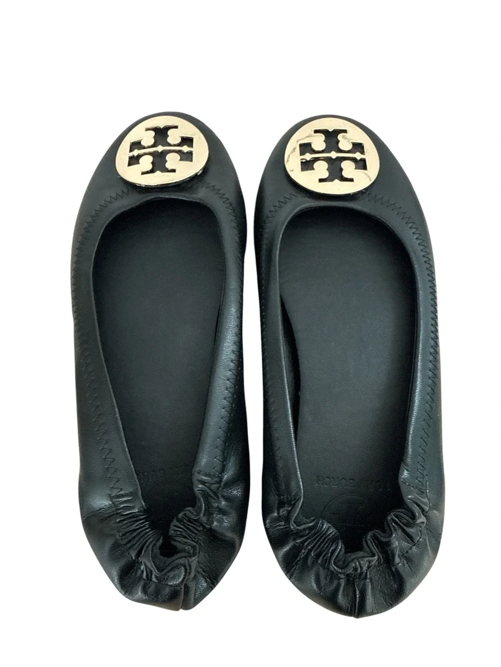 Tory Burch Women's Minnie Travel Ballet Flats Perfect Black/Gold Size 8